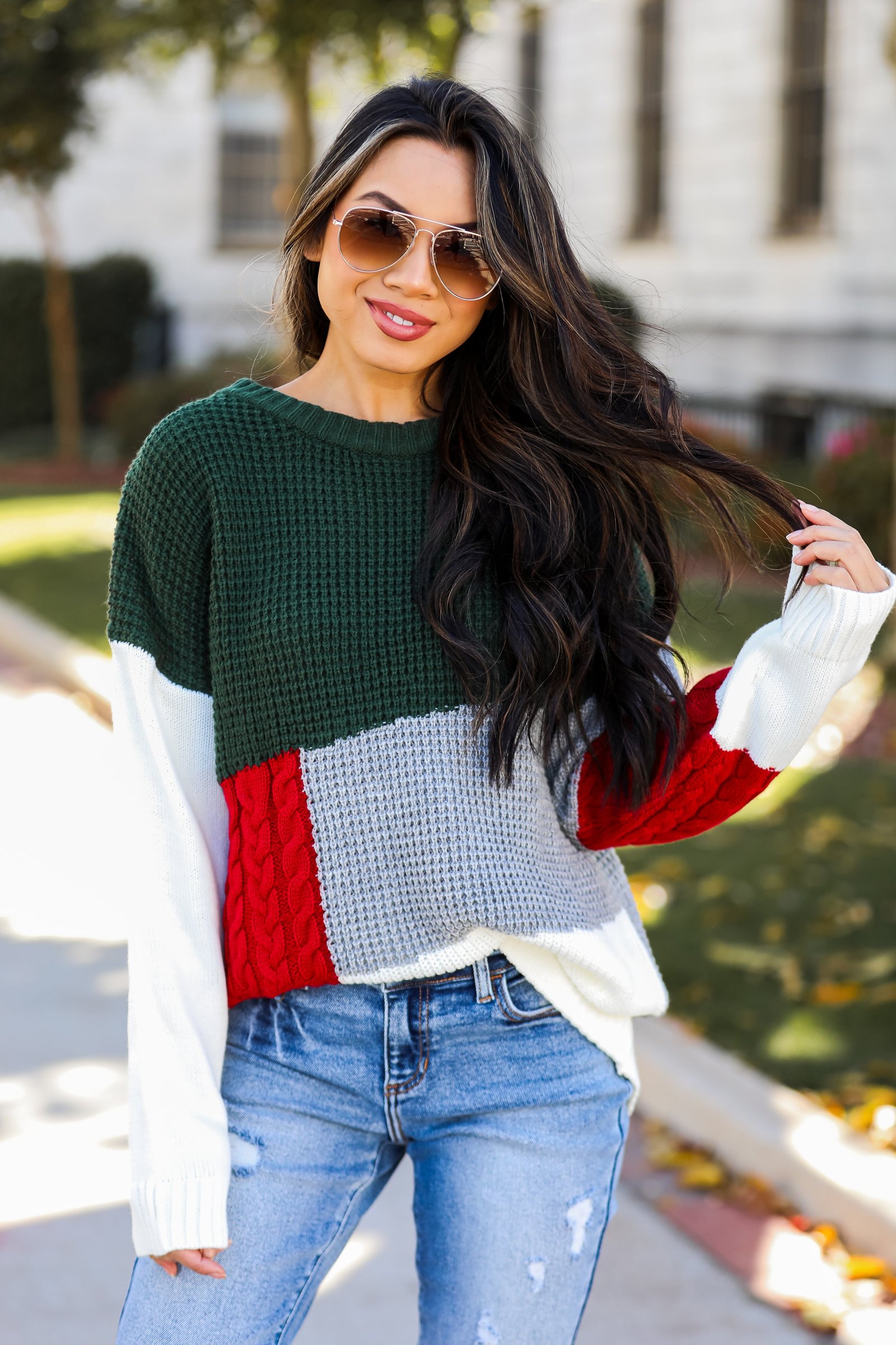 Welcoming Warmth Color Block Oversized Sweater