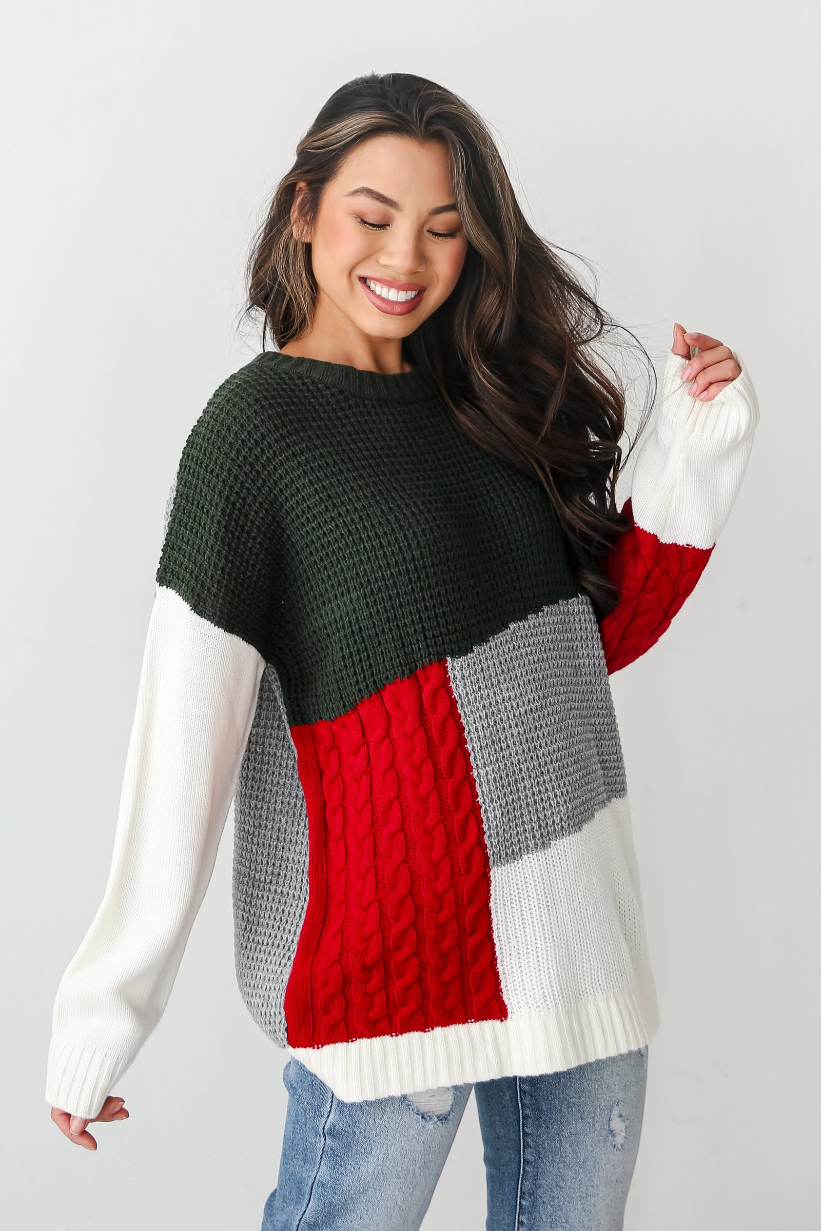 Welcoming Warmth Color Block Oversized Sweater